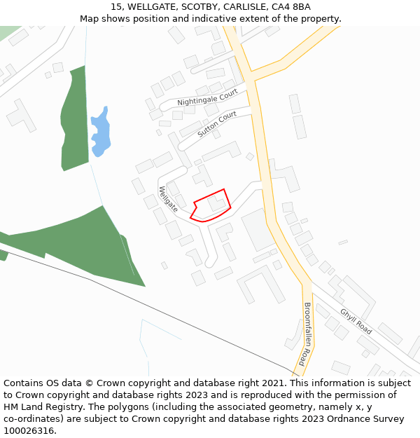 15, WELLGATE, SCOTBY, CARLISLE, CA4 8BA: Location map and indicative extent of plot