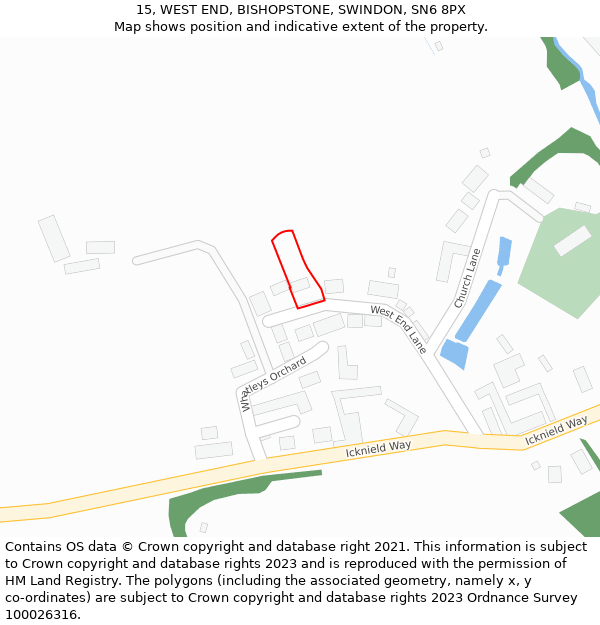 15, WEST END, BISHOPSTONE, SWINDON, SN6 8PX: Location map and indicative extent of plot