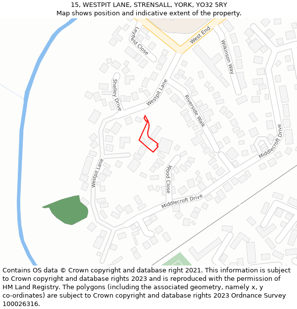 15, WESTPIT LANE, STRENSALL, YORK, YO32 5RY: Location map and indicative extent of plot