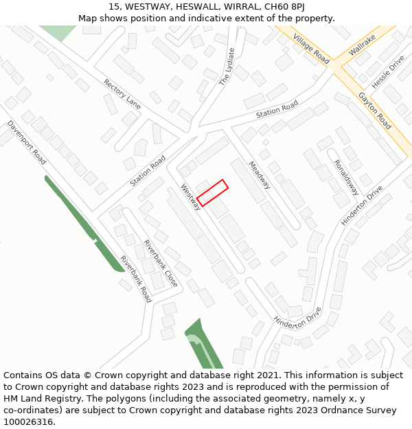 15, WESTWAY, HESWALL, WIRRAL, CH60 8PJ: Location map and indicative extent of plot