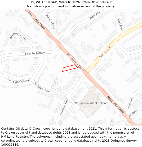 15, WHARF ROAD, WROUGHTON, SWINDON, SN4 9LE: Location map and indicative extent of plot