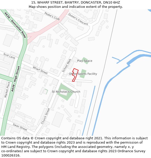 15, WHARF STREET, BAWTRY, DONCASTER, DN10 6HZ: Location map and indicative extent of plot