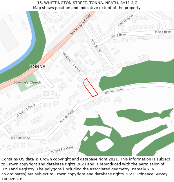 15, WHITTINGTON STREET, TONNA, NEATH, SA11 3JG: Location map and indicative extent of plot