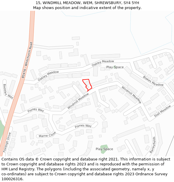 15, WINDMILL MEADOW, WEM, SHREWSBURY, SY4 5YH: Location map and indicative extent of plot