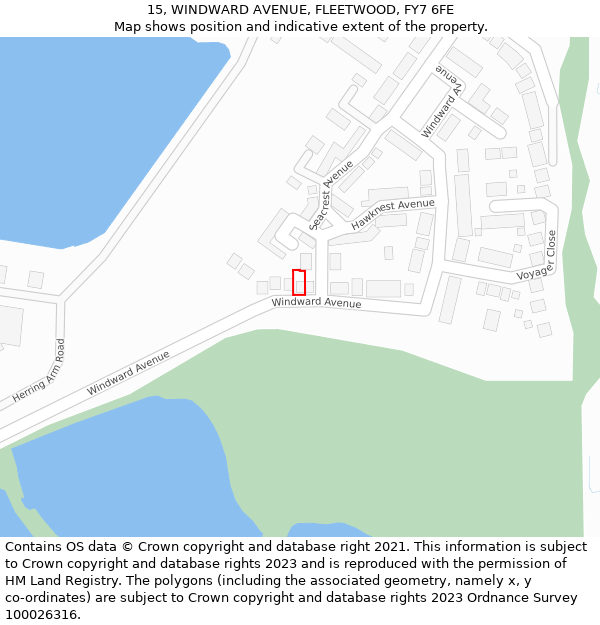 15, WINDWARD AVENUE, FLEETWOOD, FY7 6FE: Location map and indicative extent of plot