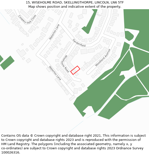 15, WISEHOLME ROAD, SKELLINGTHORPE, LINCOLN, LN6 5TF: Location map and indicative extent of plot