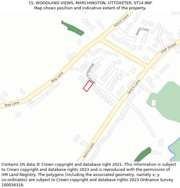 15, WOODLAND VIEWS, MARCHINGTON, UTTOXETER, ST14 8NF: Location map and indicative extent of plot