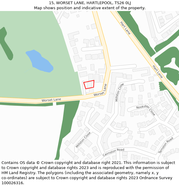 15, WORSET LANE, HARTLEPOOL, TS26 0LJ: Location map and indicative extent of plot