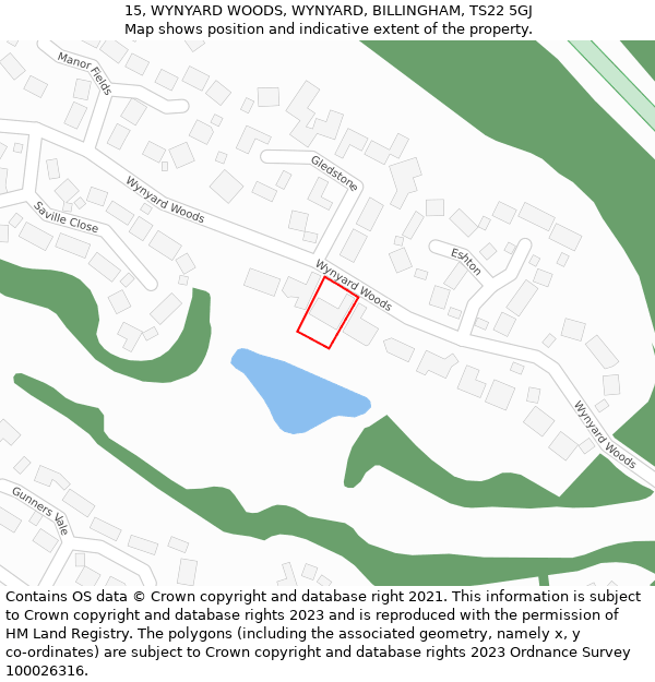 15, WYNYARD WOODS, WYNYARD, BILLINGHAM, TS22 5GJ: Location map and indicative extent of plot