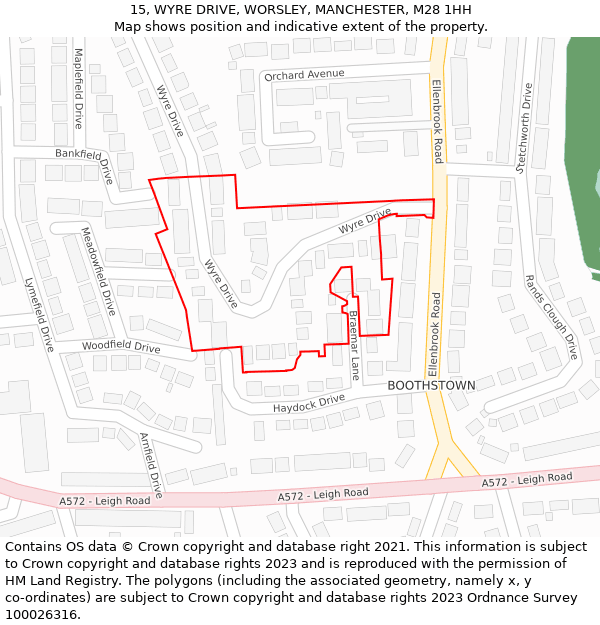 15, WYRE DRIVE, WORSLEY, MANCHESTER, M28 1HH: Location map and indicative extent of plot