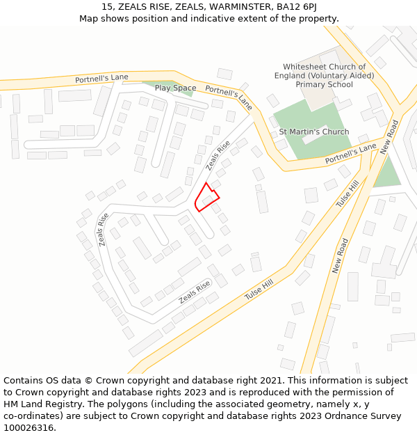 15, ZEALS RISE, ZEALS, WARMINSTER, BA12 6PJ: Location map and indicative extent of plot