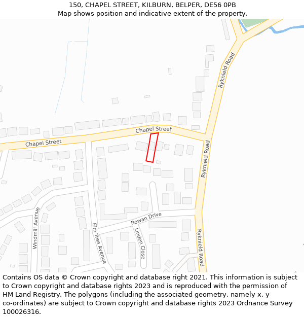 150, CHAPEL STREET, KILBURN, BELPER, DE56 0PB: Location map and indicative extent of plot