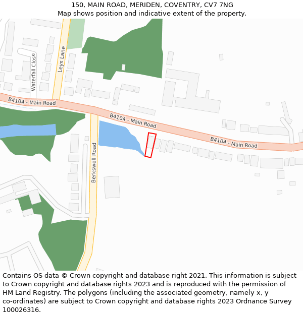 150, MAIN ROAD, MERIDEN, COVENTRY, CV7 7NG: Location map and indicative extent of plot