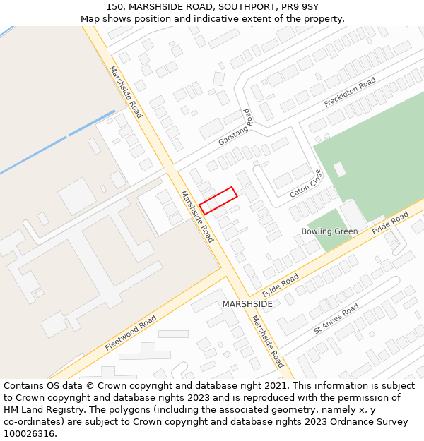 150, MARSHSIDE ROAD, SOUTHPORT, PR9 9SY: Location map and indicative extent of plot