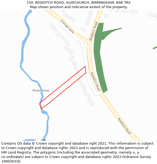 150, REDDITCH ROAD, ALVECHURCH, BIRMINGHAM, B48 7RX: Location map and indicative extent of plot