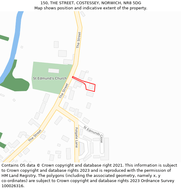 150, THE STREET, COSTESSEY, NORWICH, NR8 5DG: Location map and indicative extent of plot