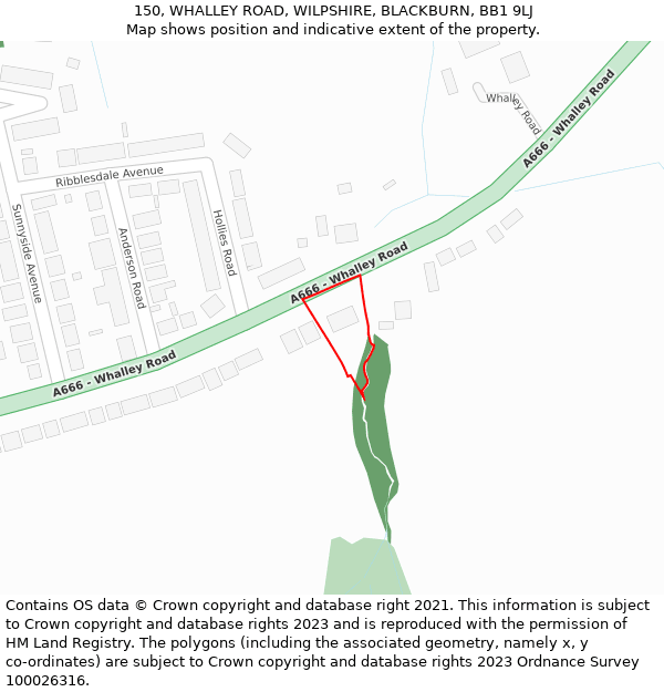 150, WHALLEY ROAD, WILPSHIRE, BLACKBURN, BB1 9LJ: Location map and indicative extent of plot
