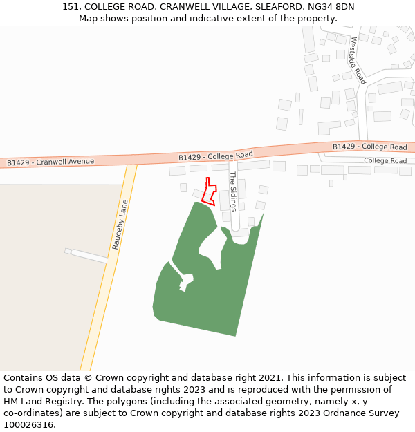 151, COLLEGE ROAD, CRANWELL VILLAGE, SLEAFORD, NG34 8DN: Location map and indicative extent of plot