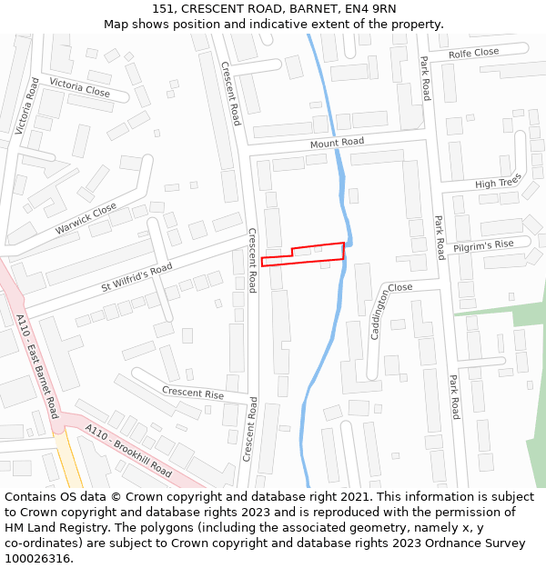 151, CRESCENT ROAD, BARNET, EN4 9RN: Location map and indicative extent of plot