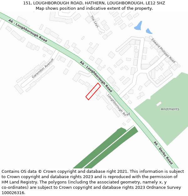 151, LOUGHBOROUGH ROAD, HATHERN, LOUGHBOROUGH, LE12 5HZ: Location map and indicative extent of plot