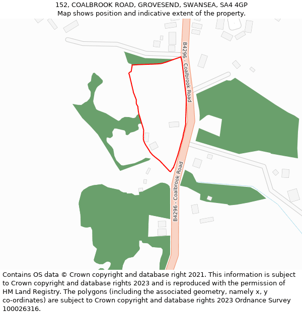 152, COALBROOK ROAD, GROVESEND, SWANSEA, SA4 4GP: Location map and indicative extent of plot