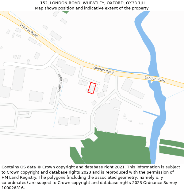 152, LONDON ROAD, WHEATLEY, OXFORD, OX33 1JH: Location map and indicative extent of plot