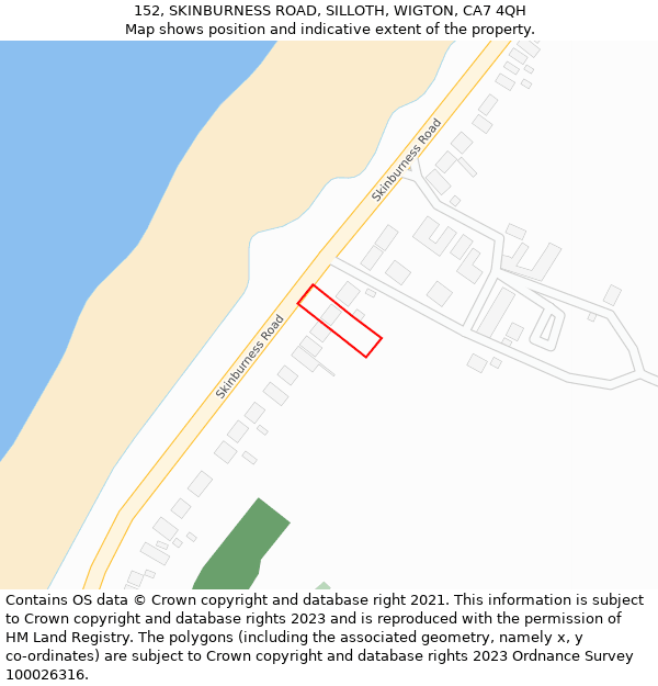 152, SKINBURNESS ROAD, SILLOTH, WIGTON, CA7 4QH: Location map and indicative extent of plot