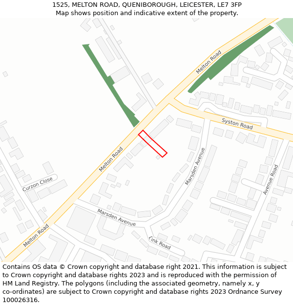1525, MELTON ROAD, QUENIBOROUGH, LEICESTER, LE7 3FP: Location map and indicative extent of plot