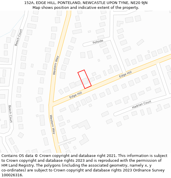 152A, EDGE HILL, PONTELAND, NEWCASTLE UPON TYNE, NE20 9JN: Location map and indicative extent of plot