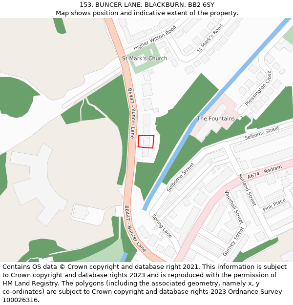 153, BUNCER LANE, BLACKBURN, BB2 6SY: Location map and indicative extent of plot
