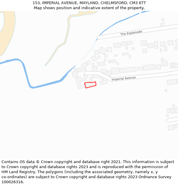 153, IMPERIAL AVENUE, MAYLAND, CHELMSFORD, CM3 6TT: Location map and indicative extent of plot