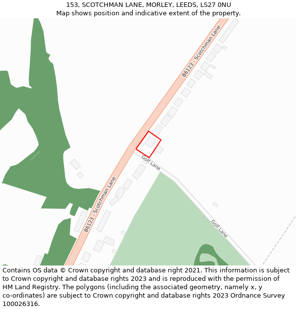 153, SCOTCHMAN LANE, MORLEY, LEEDS, LS27 0NU: Location map and indicative extent of plot