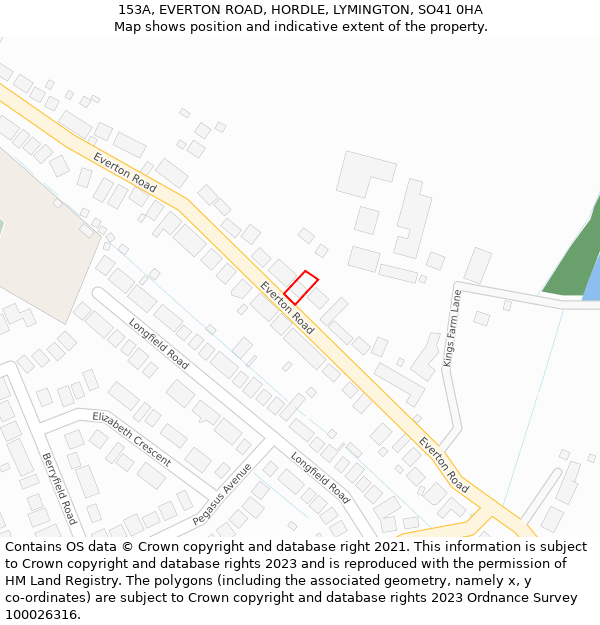 153A, EVERTON ROAD, HORDLE, LYMINGTON, SO41 0HA: Location map and indicative extent of plot