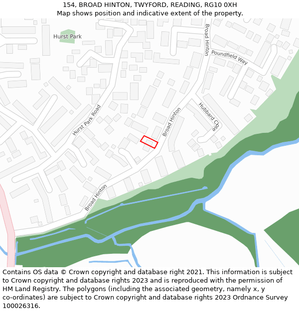 154, BROAD HINTON, TWYFORD, READING, RG10 0XH: Location map and indicative extent of plot