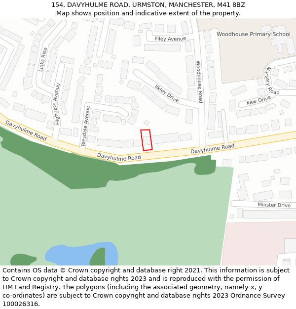 154, DAVYHULME ROAD, URMSTON, MANCHESTER, M41 8BZ: Location map and indicative extent of plot