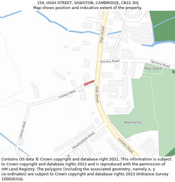 154, HIGH STREET, SAWSTON, CAMBRIDGE, CB22 3HJ: Location map and indicative extent of plot