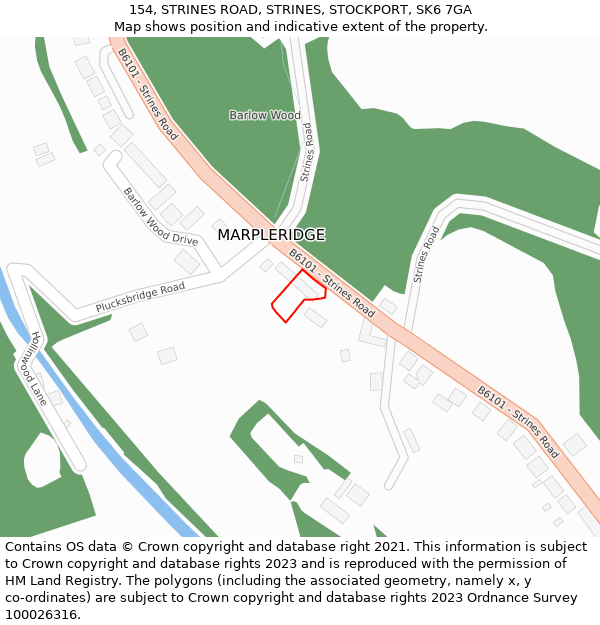 154, STRINES ROAD, STRINES, STOCKPORT, SK6 7GA: Location map and indicative extent of plot
