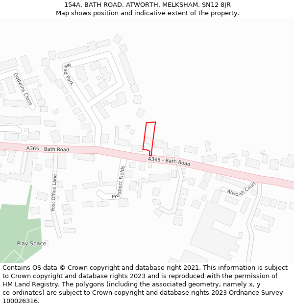 154A, BATH ROAD, ATWORTH, MELKSHAM, SN12 8JR: Location map and indicative extent of plot