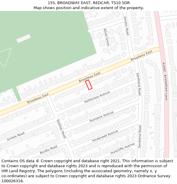 155, BROADWAY EAST, REDCAR, TS10 5DR: Location map and indicative extent of plot