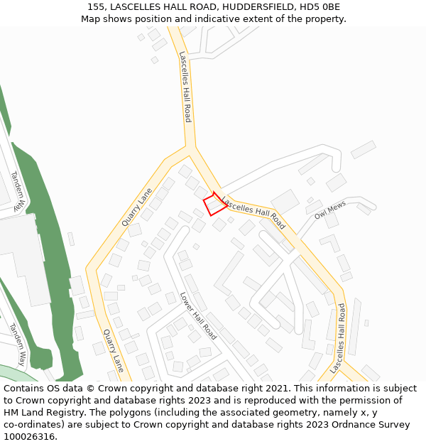 155, LASCELLES HALL ROAD, HUDDERSFIELD, HD5 0BE: Location map and indicative extent of plot