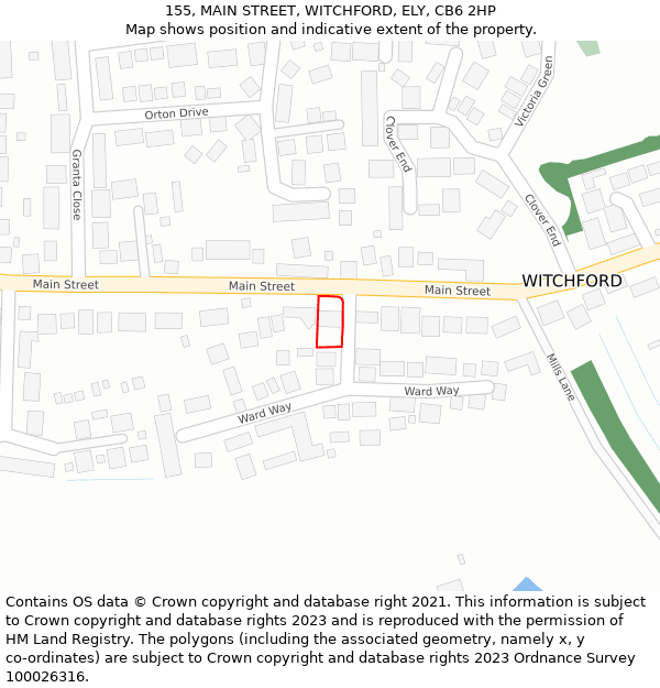 155, MAIN STREET, WITCHFORD, ELY, CB6 2HP: Location map and indicative extent of plot