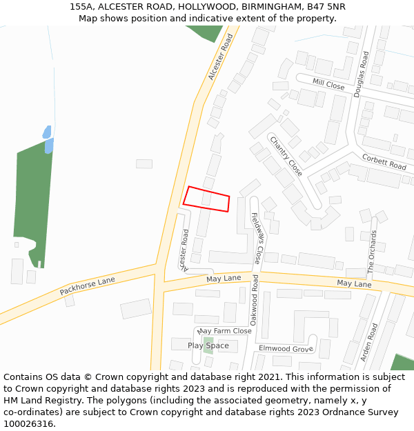 155A, ALCESTER ROAD, HOLLYWOOD, BIRMINGHAM, B47 5NR: Location map and indicative extent of plot