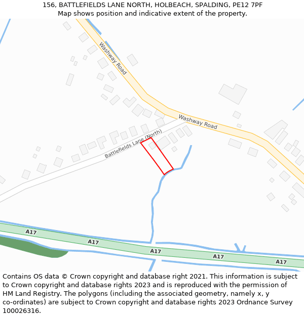 156, BATTLEFIELDS LANE NORTH, HOLBEACH, SPALDING, PE12 7PF: Location map and indicative extent of plot