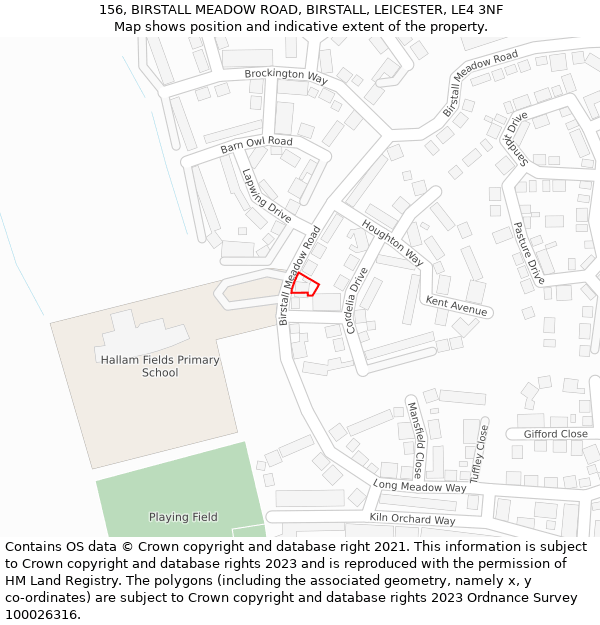 156, BIRSTALL MEADOW ROAD, BIRSTALL, LEICESTER, LE4 3NF: Location map and indicative extent of plot