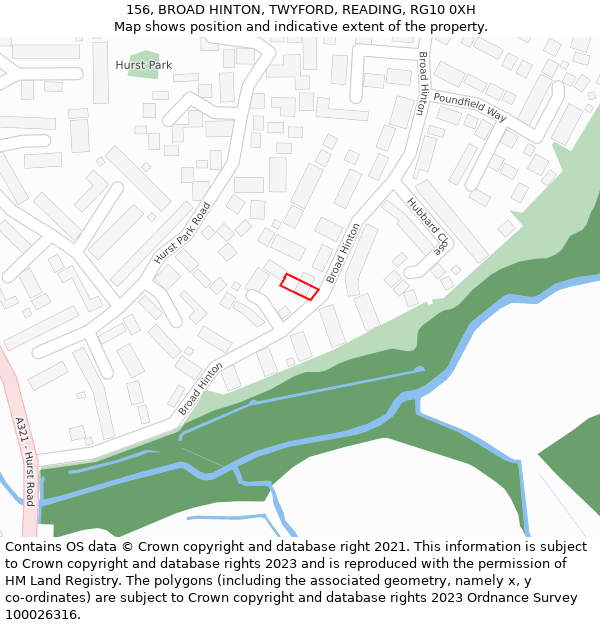 156, BROAD HINTON, TWYFORD, READING, RG10 0XH: Location map and indicative extent of plot