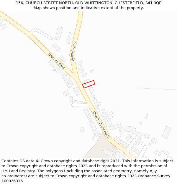 156, CHURCH STREET NORTH, OLD WHITTINGTON, CHESTERFIELD, S41 9QP: Location map and indicative extent of plot