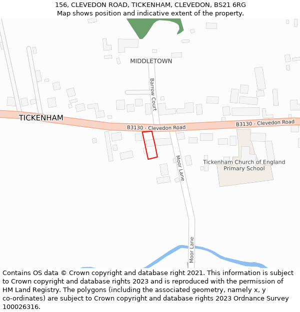 156, CLEVEDON ROAD, TICKENHAM, CLEVEDON, BS21 6RG: Location map and indicative extent of plot