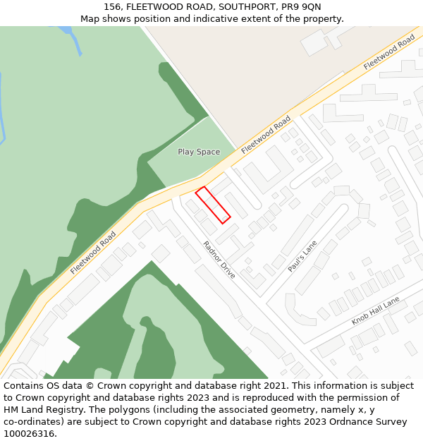 156, FLEETWOOD ROAD, SOUTHPORT, PR9 9QN: Location map and indicative extent of plot