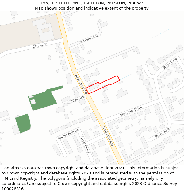 156, HESKETH LANE, TARLETON, PRESTON, PR4 6AS: Location map and indicative extent of plot