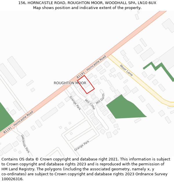 156, HORNCASTLE ROAD, ROUGHTON MOOR, WOODHALL SPA, LN10 6UX: Location map and indicative extent of plot